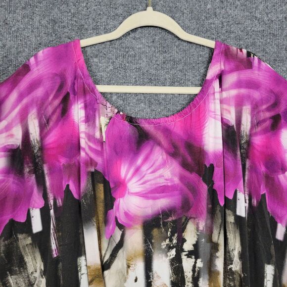 BRYN WALKER Artsy Colorful Abstract Floral Stretch Knit Top USA SIZE LARGE - Picture 3 of 9
